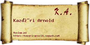 Kazári Arnold névjegykártya